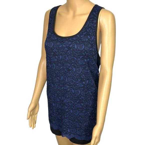 Cato Womens 18/20W‎ Navy Blue Lace Sleeveless Pullover Blouse Tank Top - Picture 4 of 9